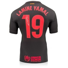 Lamine Yamal Signed 2024-25 Barcelona Away Football Jersey Silver 