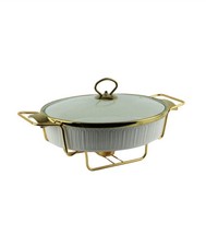Chafing Dish Oval Medium Gold And White Serving Dish Food Warmer Comes