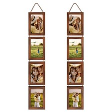 4x6 Hanging Collage Picture Frames Set of 2, 8 Opening Vertical Frame Made to...