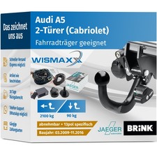 ANHÄNGERKUPPLUNG für Audi A5 Cabrio 09-16 abnehmbar BRINK + 13-pol E-Satz JAEGER