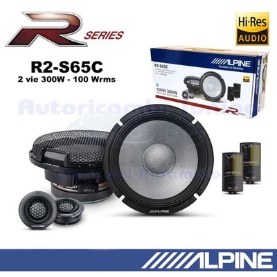 Set Casse Alpine R2-S65C Lautsprecher 2-Wege 165Mm Woofer Tweeter 300W 100W Rms