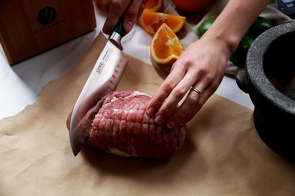 Juego de 8 bloques de cuchillos japoneses Ginsu Chikara Gourmet juego de cubiertos de cocina  Foto 3 de 4