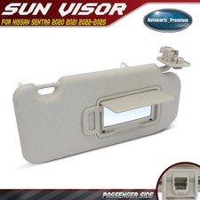 RH Passenger Side Gray Sun Visor w/ Mirror & Vanity Lamp for Nissan Sentra 20-25