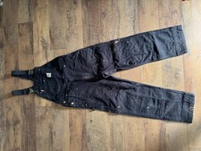 Carhartt Iconic R01 Duck Bib Overall R01 Black W34/L32 Distressed Paint Splitter