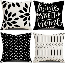 Throw Pillow Covers 18x18 Inch, 18" x Pack of 4 , Black