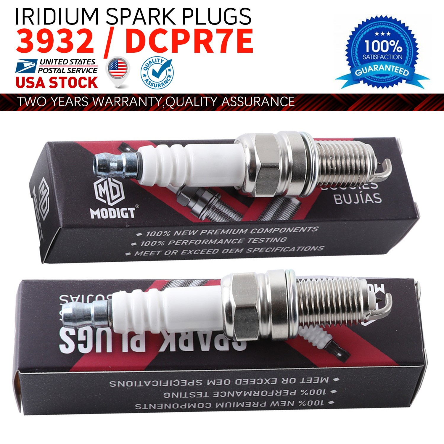 GENUINE Modigt x2 High-quality Spark Plugs OEM Replacement For NGK DCPR7E / 3932