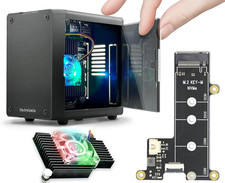 Mini PC Case for Raspberry Pi 5 with M.2 Nvme SSD Pcie HAT and Active RGB Lighti