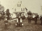 Cabinet Photo Horses Bicycle Children Men Women House Antique