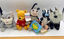 The Disney Store Bean Bag Plush Characters NWT Pooh, Francis, Flower - Lot Of 5
