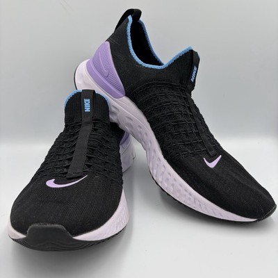 Nike React Phantom Run Flyknit 2 Women's Running Shoes Black/Lilac Size 12 EUC