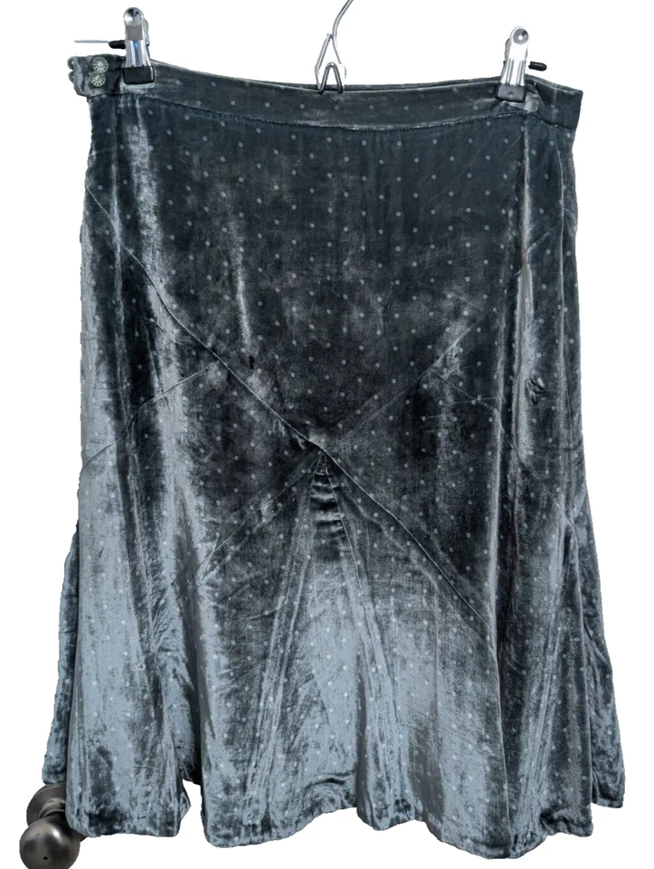 Falda M 6 Marc Jacobs Rayón Seda Lunares Terciopelo Verde Salvia Corte Sesgado 00s Foto 3 de 4