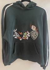 VTG Warner Bros Studio Store Sweatshirt Small Looney Tunes Embroidered Hoodie