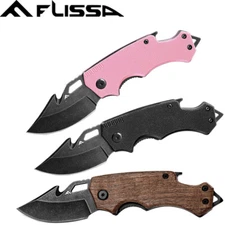 FLISSA 2.5'' Mini Folding Pocket Knife Stainless Steel EDC Drop Point Blade USA