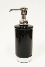 NEW BLACK PORCELAIN SOAP,LOTION DISPENSER WITH POLISHED SILVER TONE PUMP
