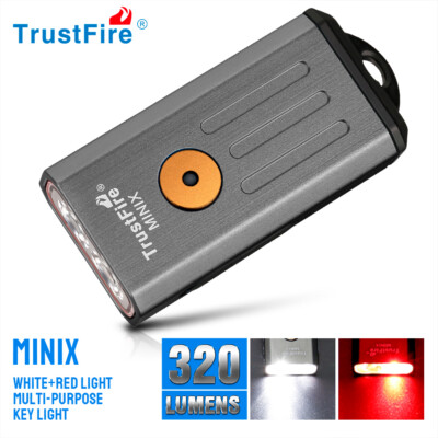 TrustFire Mini-X 320LM W + Rot LED Wiederaufladbare Taschenlampe Lampe Grau DE