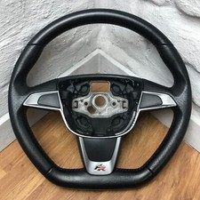 Genuine Seat Ibiza 6J FR black leather steering wheel with red stitching.   4A.