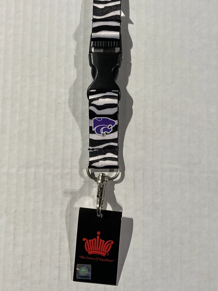 Kansas State Wildcats Lanyard Zebra Print - NCAA - Detachable Buckle - New - Image 3 of 4