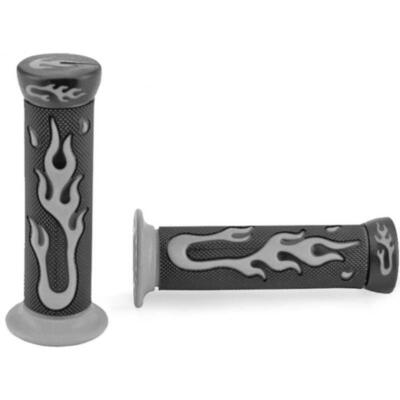 Paar Handgriffe Roller Motorrad Flamming Gel Flame Schwarz Grau Black Grey Grips