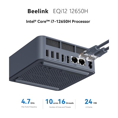 Beelink Mini PC Game EQi12 Intel Core i7-12650H DDR5 24GB+500GB/1TB up to 4.7GHz