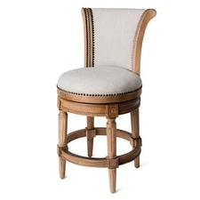 Maven Lane Pullman Wooden Swivel Kitchen Counter Stool, Weathered Oak