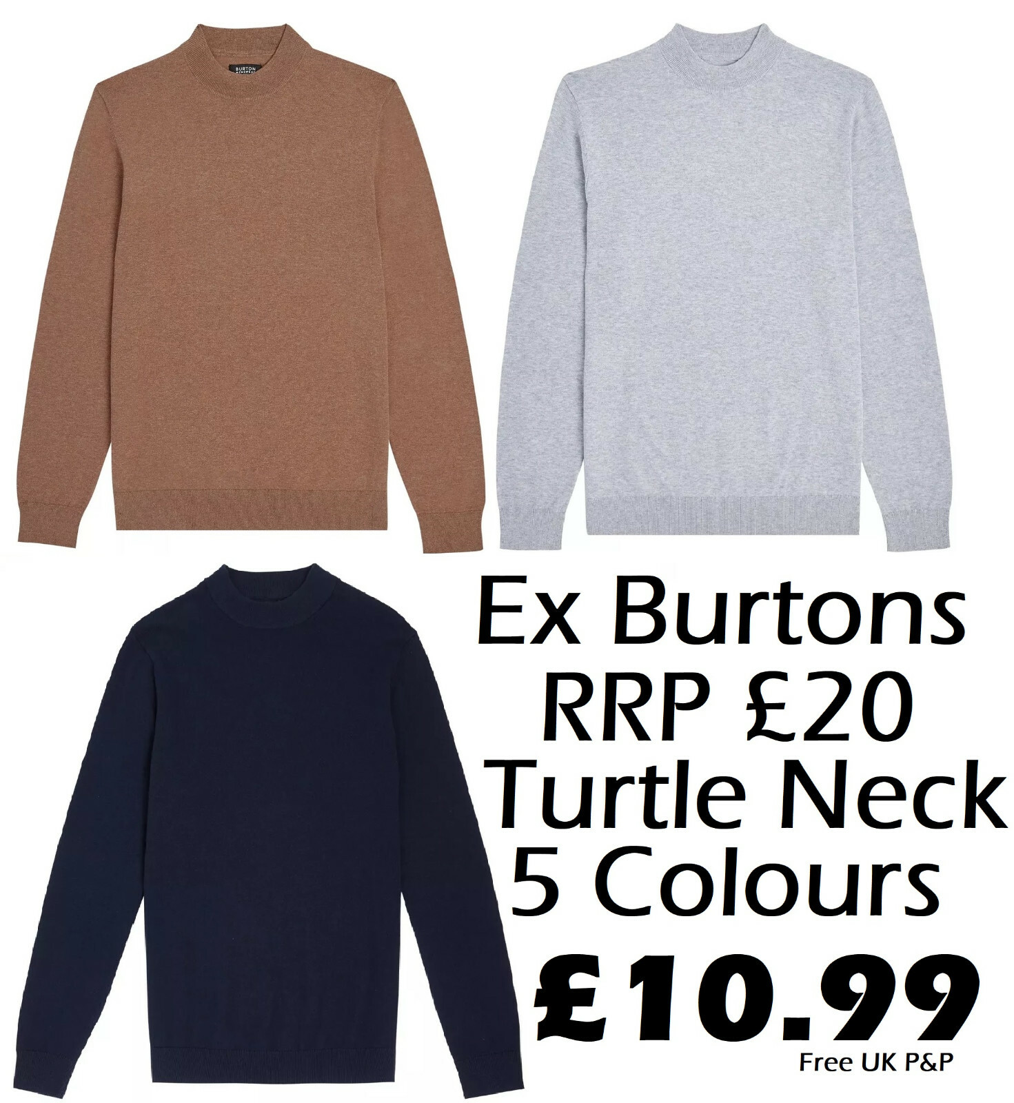 MENS JUMPER EX BURTON TURTLE NECK FINE 