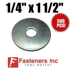 (QTY 500 PCS) 1/4" X 1 1/2" Zinc Plated Fender Washers