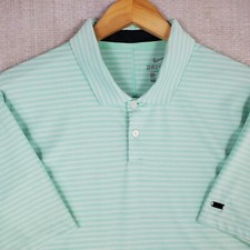 NIKE x TIGER WOODS Sz Large Mens Performance Polo Shirt Green White Stripe Golf