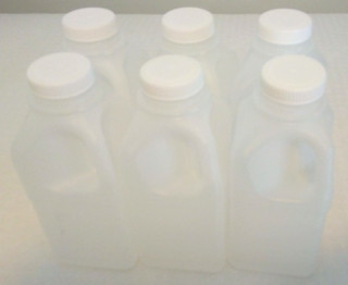 6 x 500ml Reuseable Plastic Bottles with Lids. Liquid Storage. Free Delivery