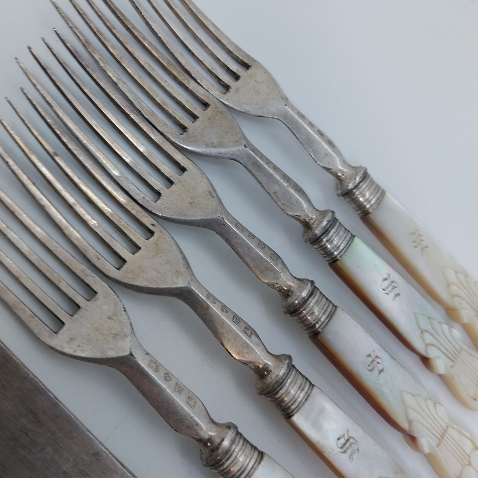 5 sets,Vintage Rare Dinner Cutlery Fork & Knife ,With hallmarks ,Mother Of Pearl eBay