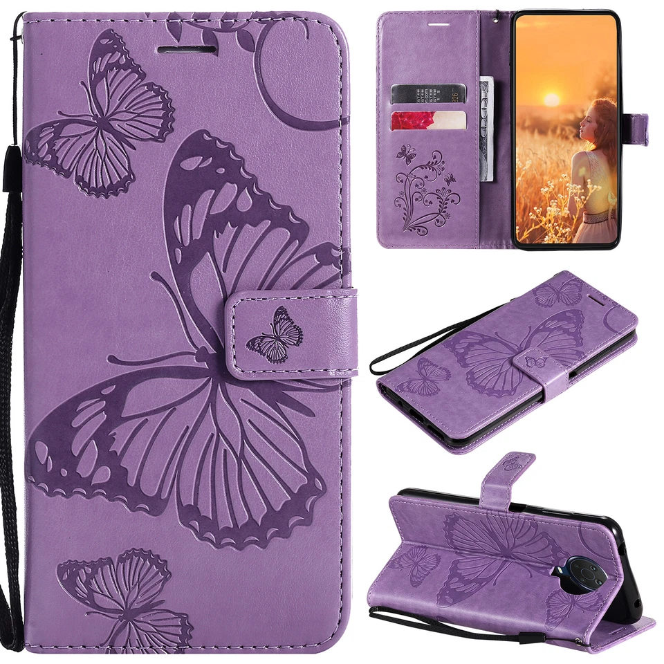 Butterfly Pattern PU Leather Flip Wallet Case Cover for Nokia G20 X20 8.1 7.1 6 - Image 3 of 4