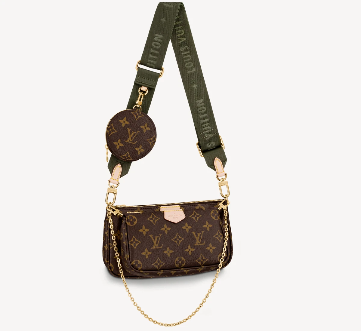 NEW LOUIS VUITTON Khaki Monogram Multi Pochette Accessoires M44813  