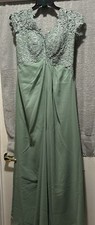 Unbranded Sea Foam Green Formal Long Dress - Beaded Top - Sleeveless