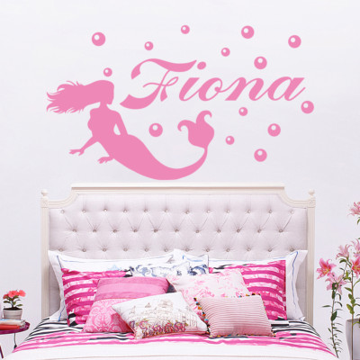 Wall Decal Girls Name Sticker Mermaid Vinyl Nautical Nursery Room Decor ...