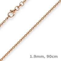 1,9Mm Rund-Ankerkette Echt Gold 585 Rotgold Kette Collier Halskette 90Cm, Damen