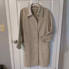 Vintage Union Made Classic Tan Unisex Button Up Trench Over Coat Size M/L