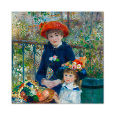Renoir Zwei Schwestern auf der Terrasse großer Wandkunstdruck quadratisch 24 x 24 Zoll