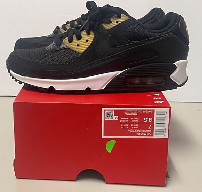 NIKE AIR MAX 90 BLACK METALLIC GOLD MEN SIZE 7/ WOMEN SIZE 8.5 DM7557 001
