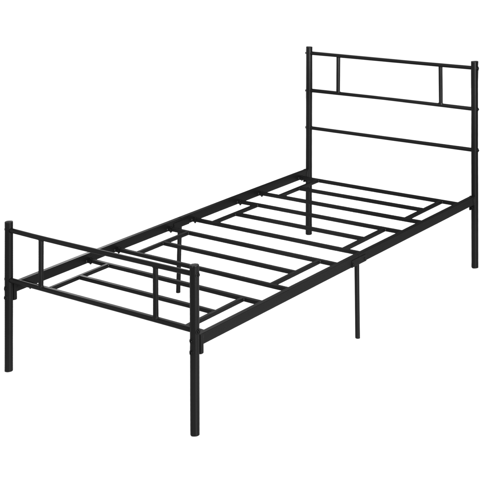 Single Metal Bed Frame w/ Headboard and Footboard, Underbed Storage