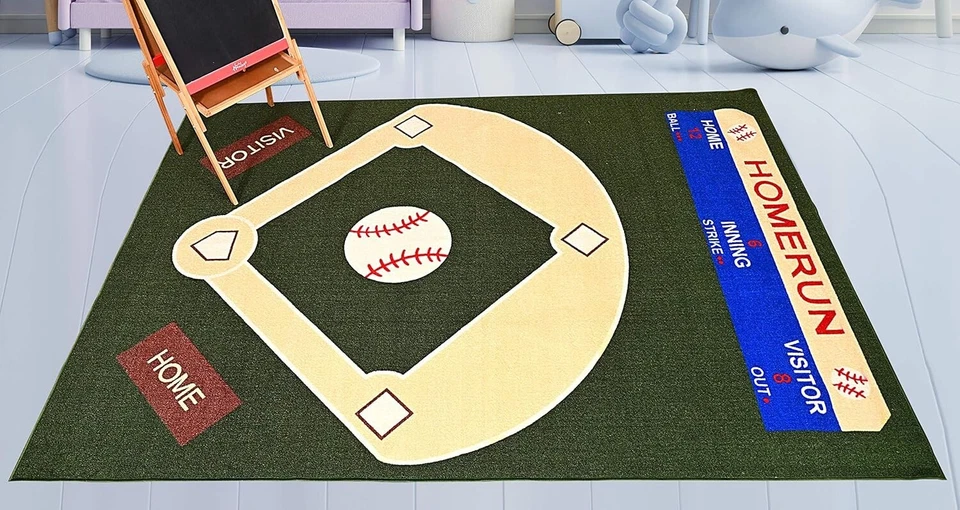 4'5"x6'9" Baseball Field Ground Area Rug Anti Skid Rubber Backing - 710 - Image 2 of 4