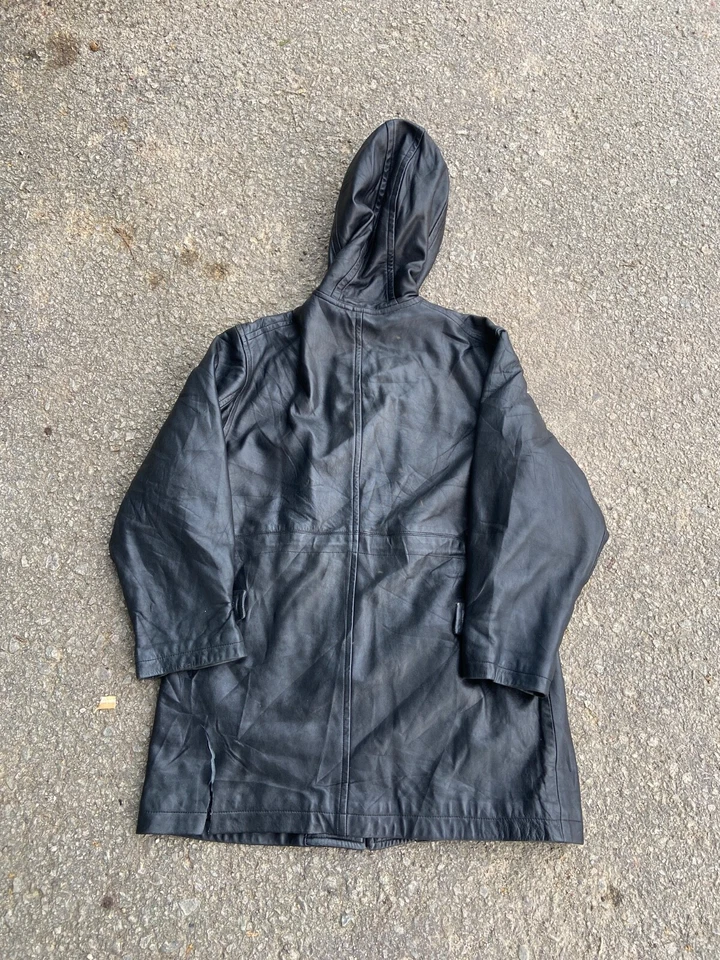 Yohji Yamamoto Workshop Leather Hooded Jacket - Image 4 of 4
