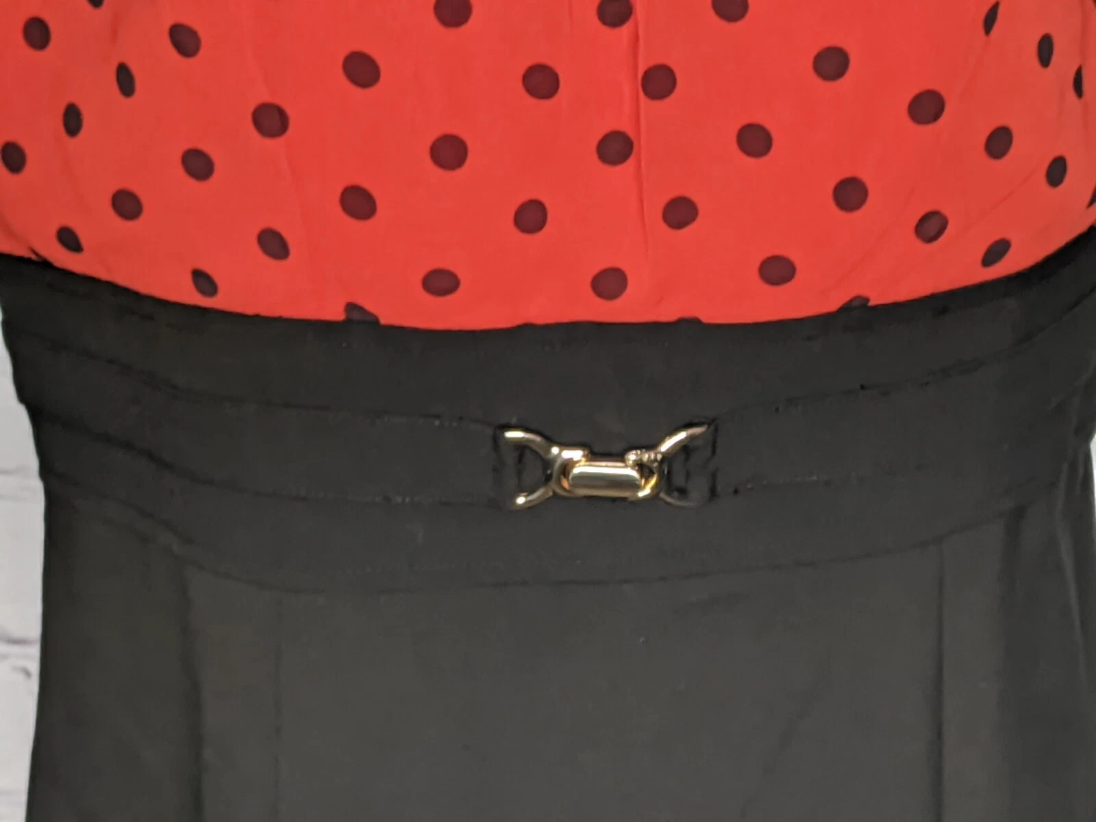 Abito donna Alyx Impero vita rosso nero a pois svasato manica corta tg 12