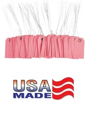 100 Cool Pink Tags with Wire 3 1/4" x 1 5/8" Size 2 Inventory Shipping Hang Tag
