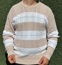 Rare Christian Dior Vintage Hand Knit Cotton Cable Pullover Sweater Size L