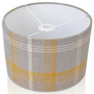 Détails Sur Etna Gris Et Jaune Moutarde Gold Tartan Tweed Highland Country Check Abat Jour Afficher Le Titre Dorigine