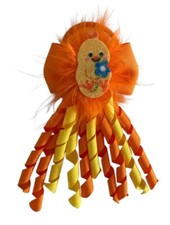 Ostern K&uuml;ken Haarschleife Korker Streamer orange & gelb elastisch Bommel