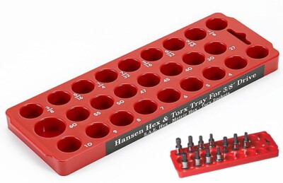 Hansen 3/8  Drive Torx & Hex Socket Organizer Tray Rack Holder Metric SAE USA