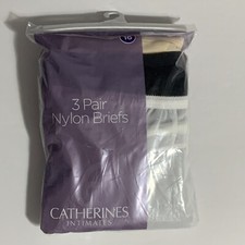 Catherines Brief Panties Underwear 3 Nylon Pack White Beige Black Plus 16 or 6X