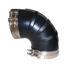 Trident TRL-6590SS High Temp 6" X 5" Wet Exhaust Reducing 90º Elbow with Clamps