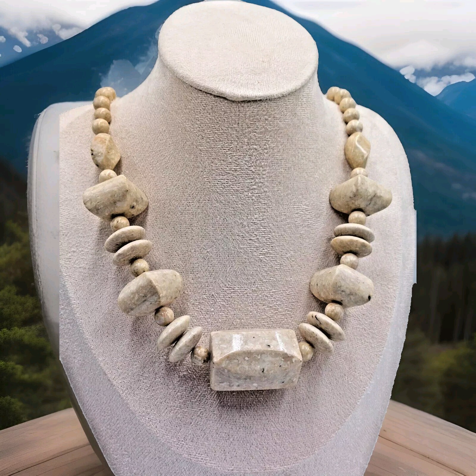 Vtg. Boho Chic Statement Bold Natural Feldspar  M… - image 1