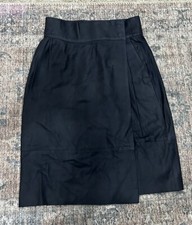 Vintage MARIO VALENTINO Black Wrap Leather Pencil Skirt Italy Size 8/40 Pleated